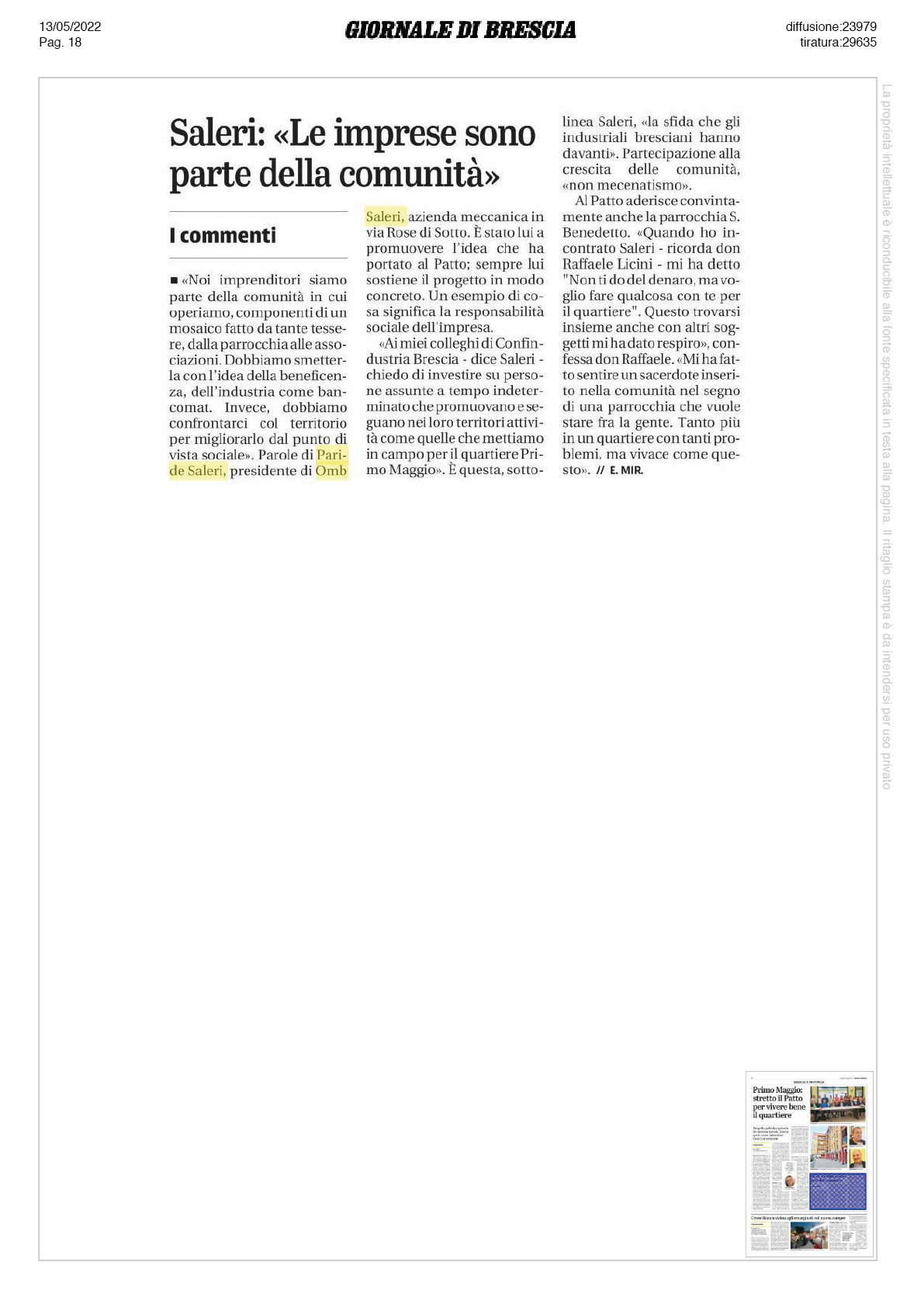 OMB SALERI PRESS RELEASE